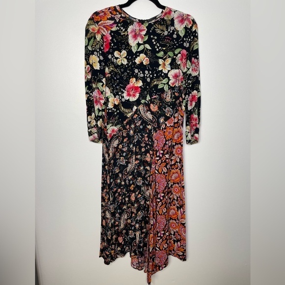 Zara patchwork mix floral slit midi dress - Picture 2 of 10